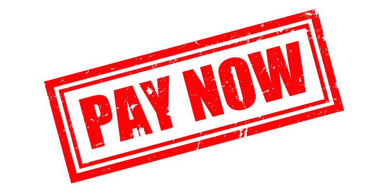  A big red stamp saying 'pay now' 